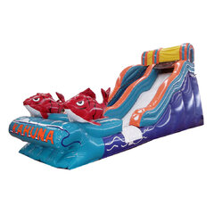 Big Kahuna XL water slide set up in a western Massachusetts backyard
